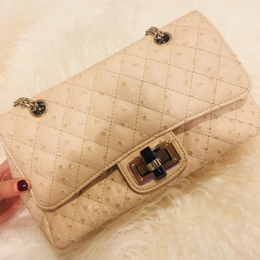 Pink Crossbody Bag With Champagne Chain